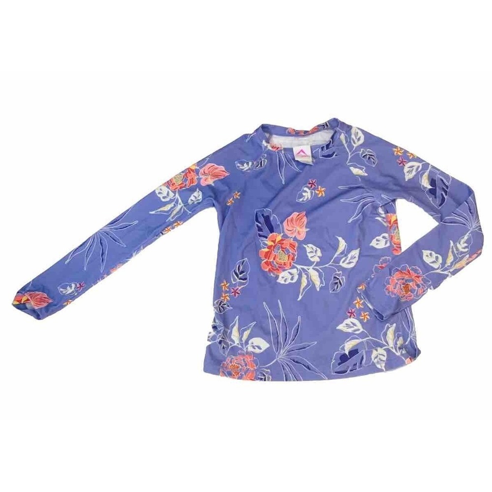 Toddler Girl Size 14/16 Swim‎ Shirt Hawaiian Purple Flowers Beach Pool Sun UV